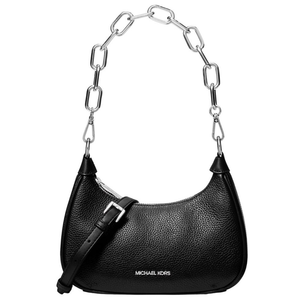Michael Kors Black and Silver Crescent Shoulder Bag